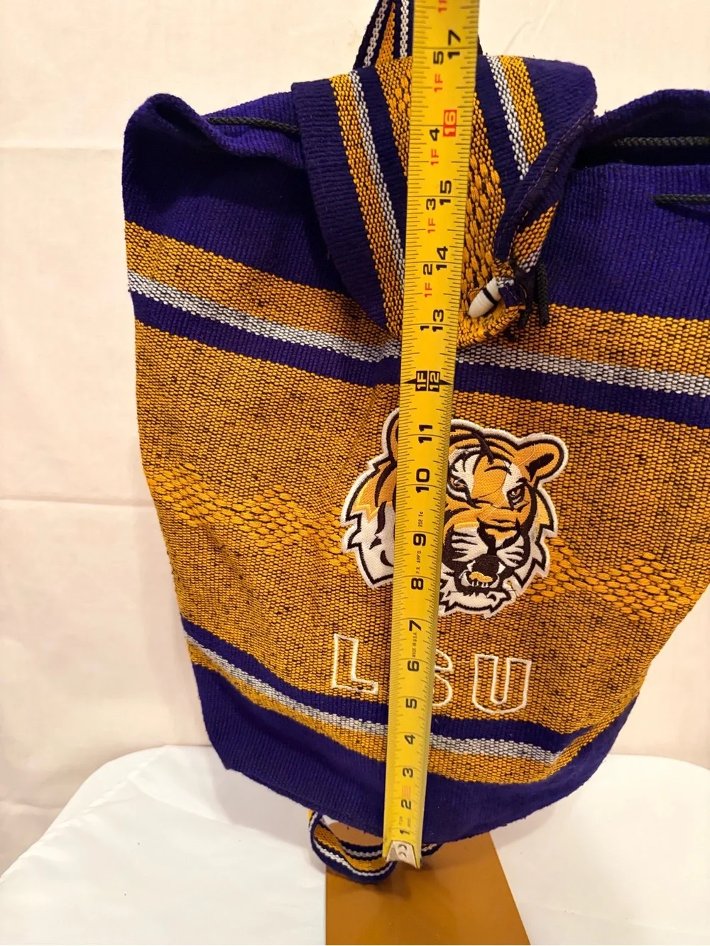 LSU Tigers Knit Drawstring Backpack — Purple & Gold